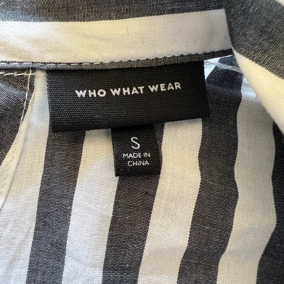 Who What Wear Stripe Long with Tie Belt Dress Pockets - Picture 8 of 11